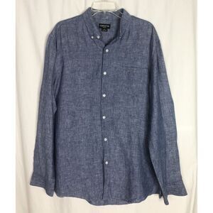 Claiborne Slim Fit Long Sleeve‎ 100%  Linen Shirt Size XL Blue